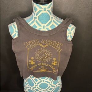 Billabong Good Vibrations Crop Tank Top Graphic Sun Yin Yang Women’s XS